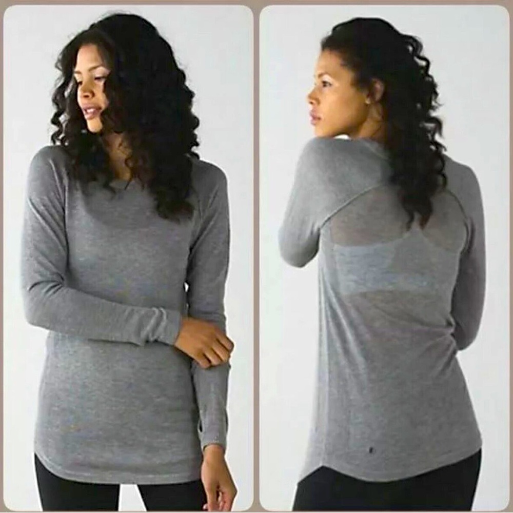 LuluLemon Be Fearless Gray Knit Long Sleeve Sweater w/Thumb Holes Size M/L